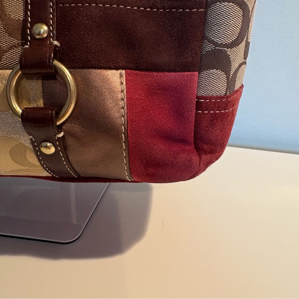 SOLD!! Coach brown multicolor holiday leather tote bag with zebra print - Picture 5 of 10